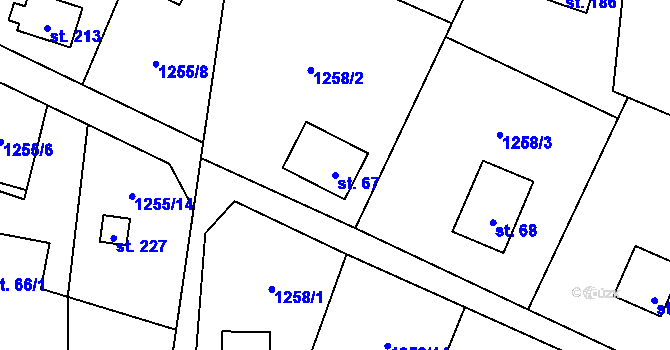 Parcela st. 67 v KÚ Blaženice, Katastrální mapa