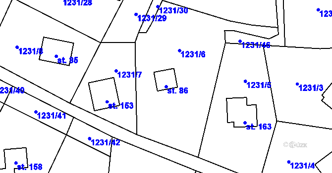 Parcela st. 86 v KÚ Blaženice, Katastrální mapa