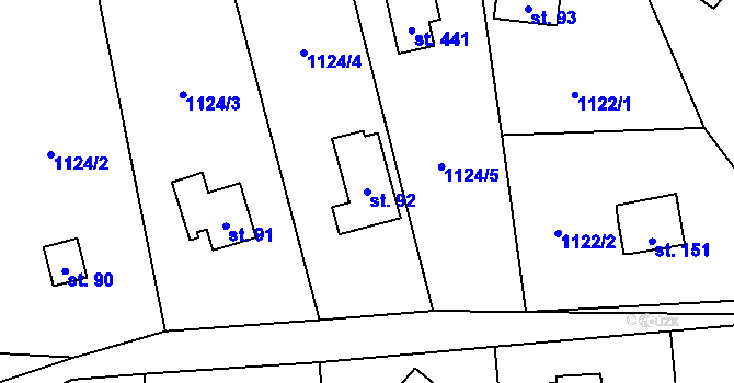 Parcela st. 92 v KÚ Blaženice, Katastrální mapa
