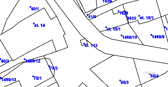 Parcela st. 113 v KÚ Blaženice, Katastrální mapa