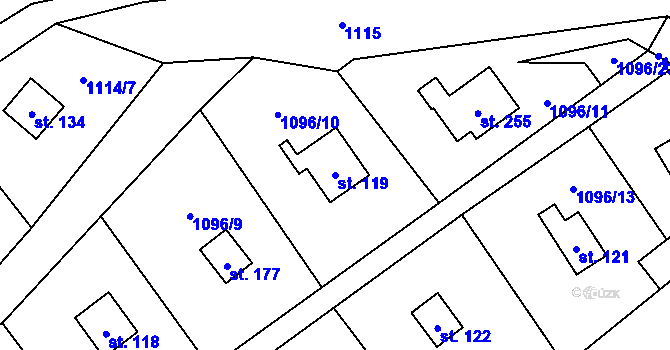 Parcela st. 119 v KÚ Blaženice, Katastrální mapa