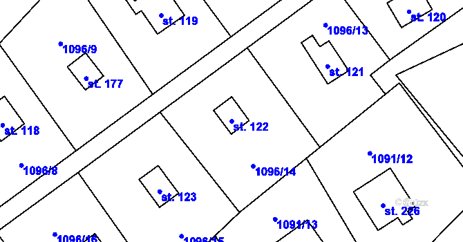 Parcela st. 122 v KÚ Blaženice, Katastrální mapa