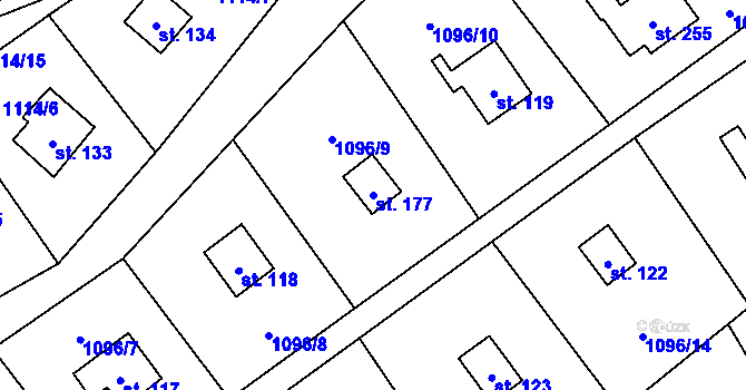 Parcela st. 177 v KÚ Blaženice, Katastrální mapa