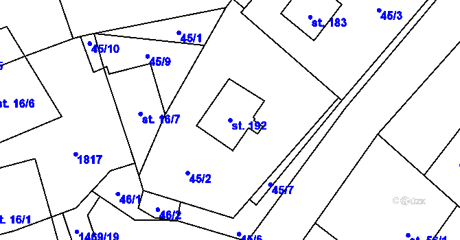 Parcela st. 192 v KÚ Blaženice, Katastrální mapa