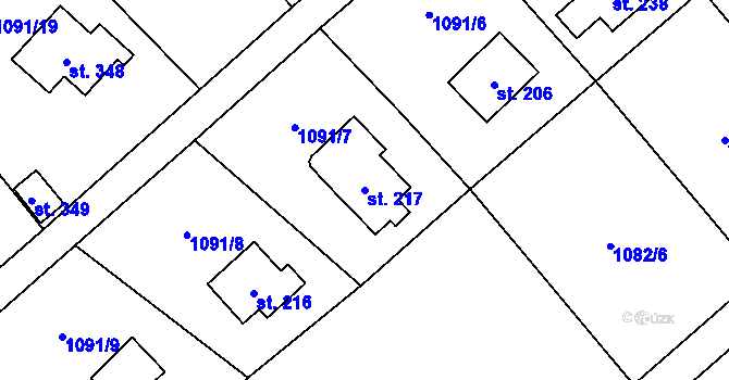 Parcela st. 217 v KÚ Blaženice, Katastrální mapa