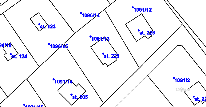 Parcela st. 225 v KÚ Blaženice, Katastrální mapa