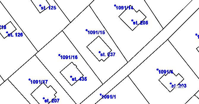 Parcela st. 237 v KÚ Blaženice, Katastrální mapa