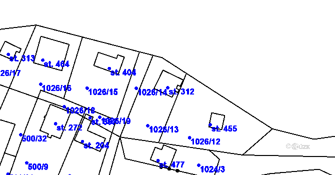 Parcela st. 312 v KÚ Blaženice, Katastrální mapa