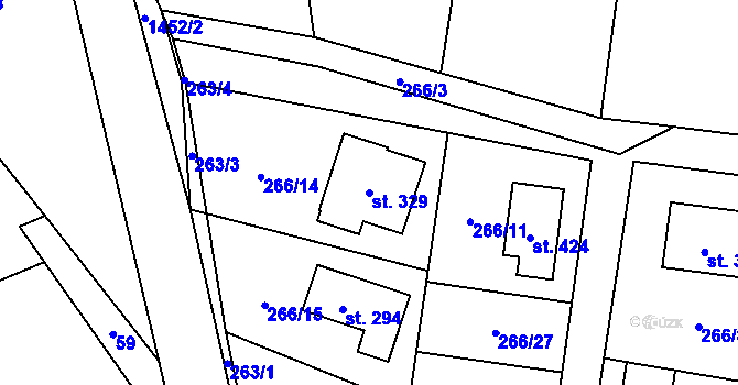 Parcela st. 329 v KÚ Blaženice, Katastrální mapa