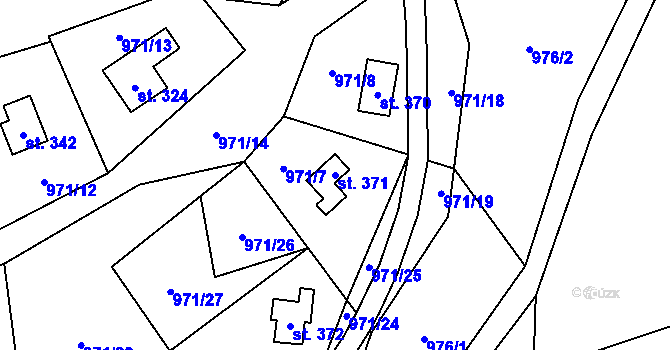 Parcela st. 371 v KÚ Blaženice, Katastrální mapa
