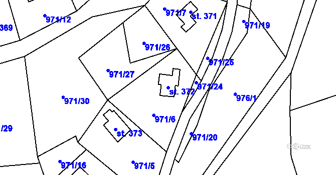 Parcela st. 372 v KÚ Blaženice, Katastrální mapa