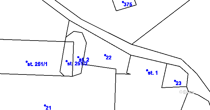 Parcela st. 22 v KÚ Blaženice, Katastrální mapa