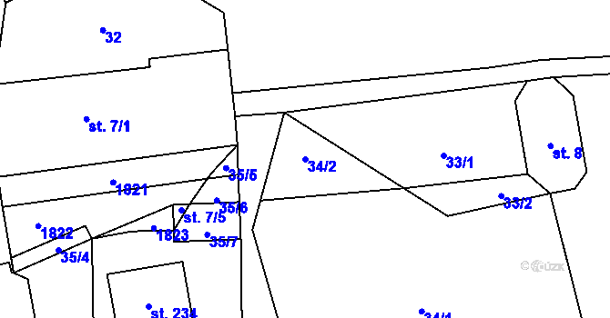 Parcela st. 34/2 v KÚ Blaženice, Katastrální mapa