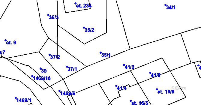 Parcela st. 35/1 v KÚ Blaženice, Katastrální mapa