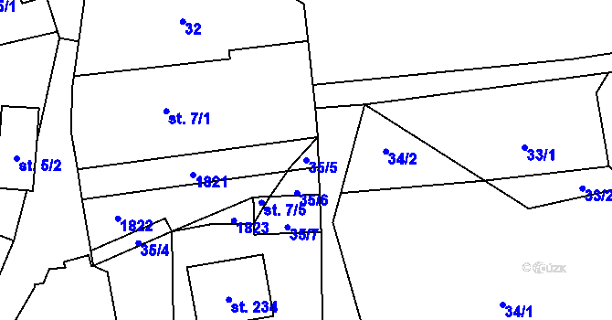 Parcela st. 35/5 v KÚ Blaženice, Katastrální mapa