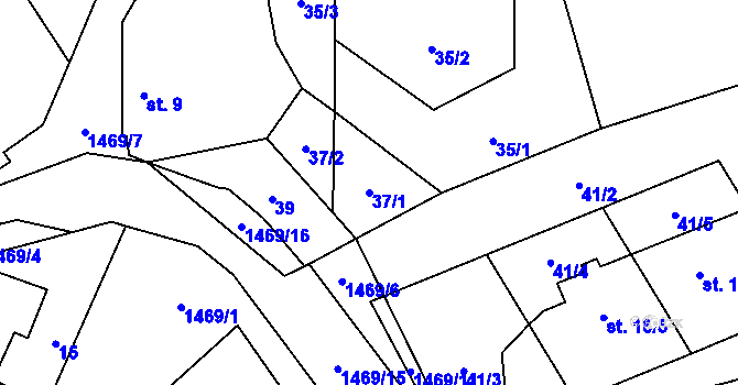 Parcela st. 37/1 v KÚ Blaženice, Katastrální mapa