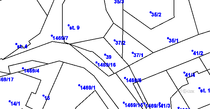 Parcela st. 39 v KÚ Blaženice, Katastrální mapa