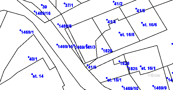 Parcela st. 41/3 v KÚ Blaženice, Katastrální mapa