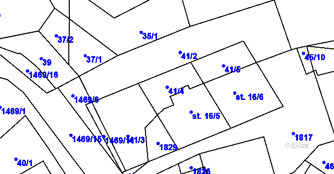 Parcela st. 41/4 v KÚ Blaženice, Katastrální mapa