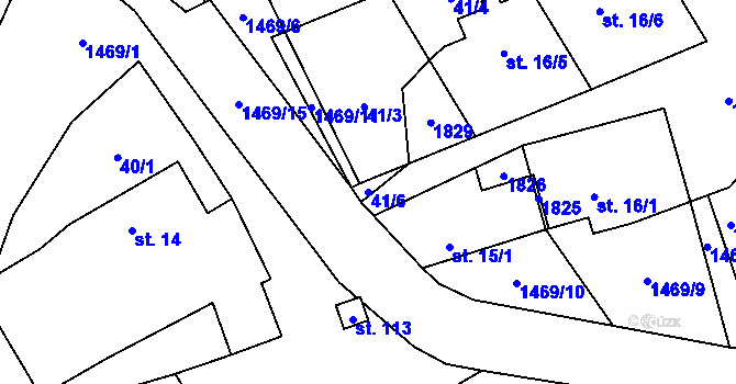 Parcela st. 41/6 v KÚ Blaženice, Katastrální mapa