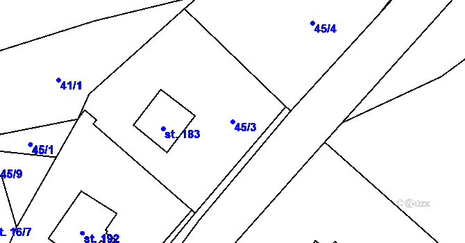 Parcela st. 45/3 v KÚ Blaženice, Katastrální mapa