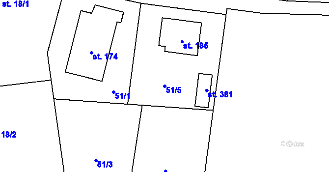 Parcela st. 51/5 v KÚ Blaženice, Katastrální mapa