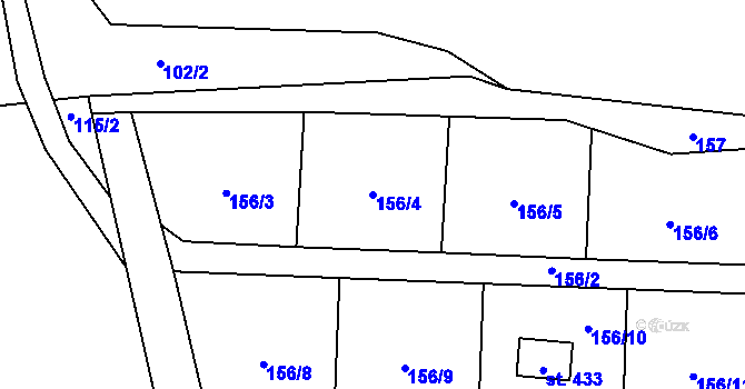Parcela st. 156/4 v KÚ Blaženice, Katastrální mapa