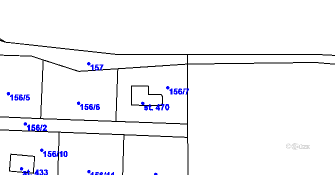 Parcela st. 156/7 v KÚ Blaženice, Katastrální mapa