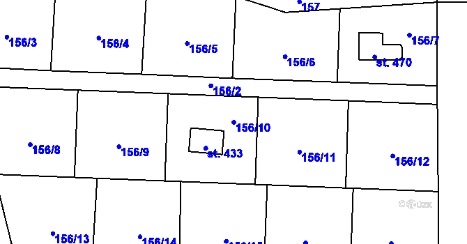 Parcela st. 156/10 v KÚ Blaženice, Katastrální mapa
