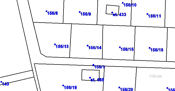 Parcela st. 156/14 v KÚ Blaženice, Katastrální mapa