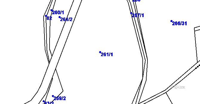 Parcela st. 261/1 v KÚ Blaženice, Katastrální mapa