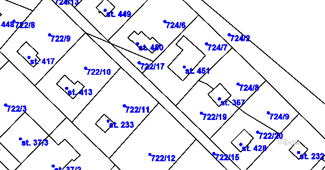 Parcela st. 722/18 v KÚ Blaženice, Katastrální mapa