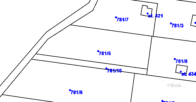 Parcela st. 781/5 v KÚ Blaženice, Katastrální mapa