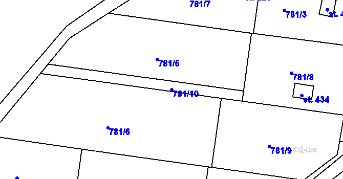 Parcela st. 781/10 v KÚ Blaženice, Katastrální mapa