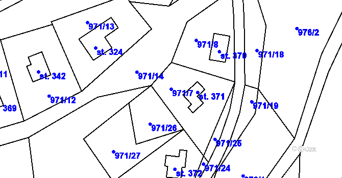 Parcela st. 971/7 v KÚ Blaženice, Katastrální mapa