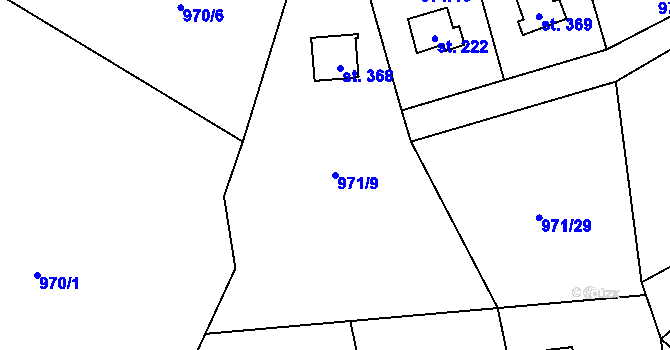 Parcela st. 971/9 v KÚ Blaženice, Katastrální mapa