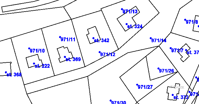 Parcela st. 971/12 v KÚ Blaženice, Katastrální mapa