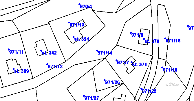 Parcela st. 971/14 v KÚ Blaženice, Katastrální mapa
