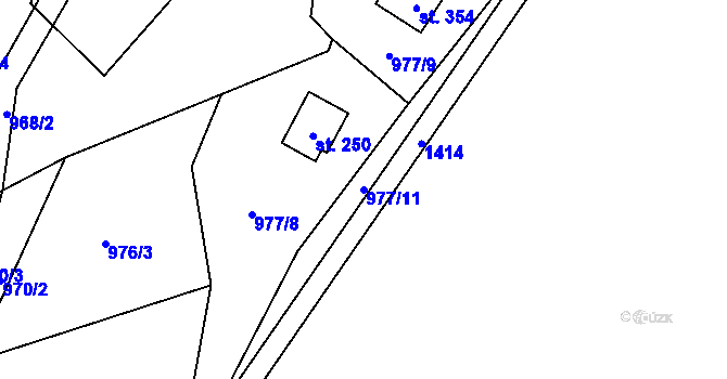 Parcela st. 977/11 v KÚ Blaženice, Katastrální mapa