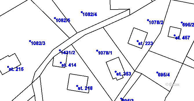 Parcela st. 1078/1 v KÚ Blaženice, Katastrální mapa