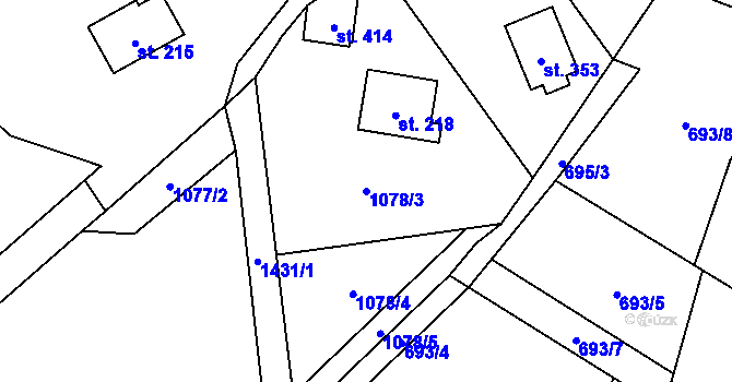 Parcela st. 1078/3 v KÚ Blaženice, Katastrální mapa