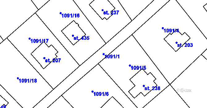 Parcela st. 1091/1 v KÚ Blaženice, Katastrální mapa