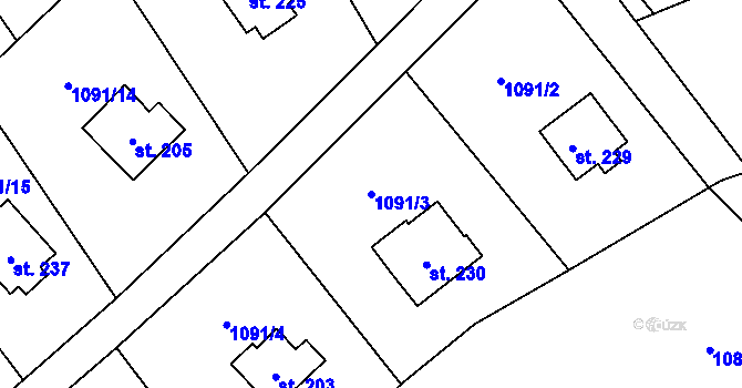 Parcela st. 1091/3 v KÚ Blaženice, Katastrální mapa