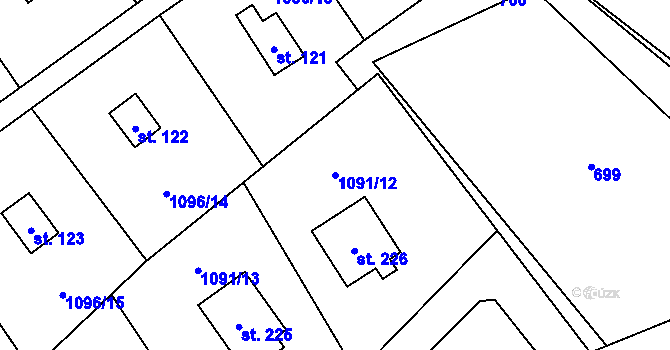 Parcela st. 1091/12 v KÚ Blaženice, Katastrální mapa