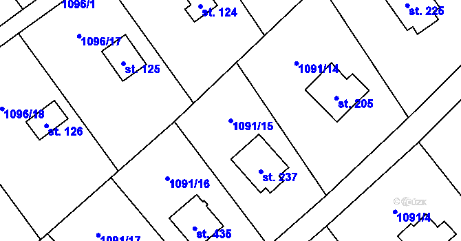 Parcela st. 1091/15 v KÚ Blaženice, Katastrální mapa