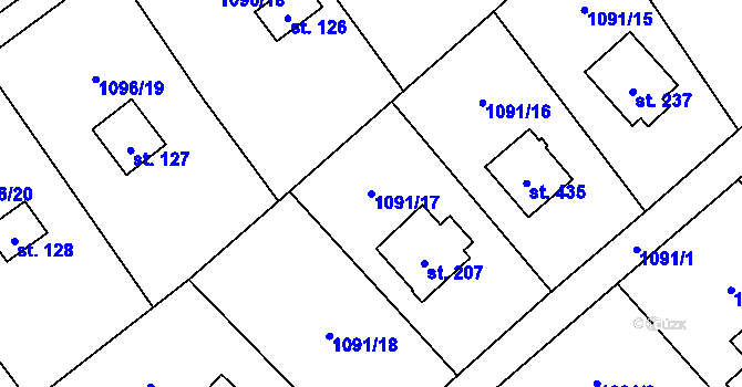 Parcela st. 1091/17 v KÚ Blaženice, Katastrální mapa
