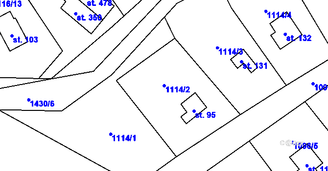 Parcela st. 1114/2 v KÚ Blaženice, Katastrální mapa