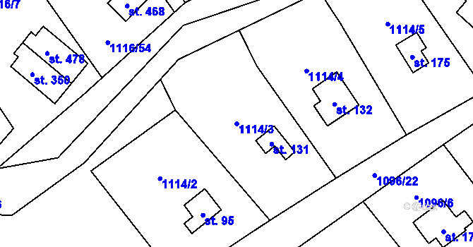 Parcela st. 1114/3 v KÚ Blaženice, Katastrální mapa