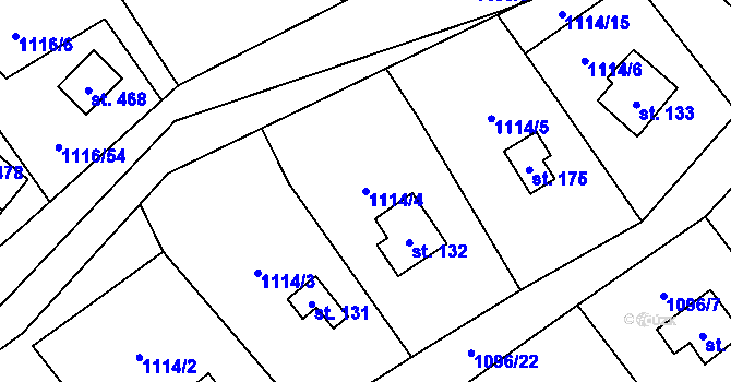 Parcela st. 1114/4 v KÚ Blaženice, Katastrální mapa