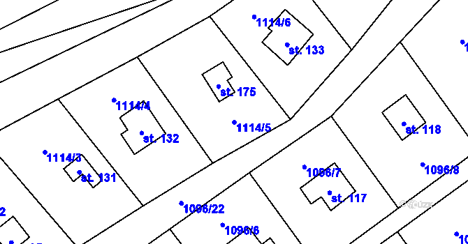 Parcela st. 1114/5 v KÚ Blaženice, Katastrální mapa
